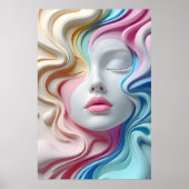 Modern Pastel Abstract 3D Face Art Poster (Devant)