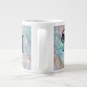 Modern pastel bezaaid Glitter Monogram Extra Grote Beker (Achterkant)