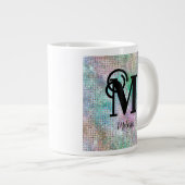 Modern pastel bezaaid Glitter Monogram Extra Grote Beker (Voorkant rechts)