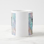 Modern pastel bezaaid Glitter Monogram Extra Grote Beker (Voorkant)