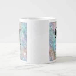 Modern pastel bezaaid Glitter Monogram Extra Grote Beker