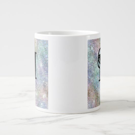 Modern pastel bezaaid Glitter Monogram Extra Grote Beker (Voorkant)