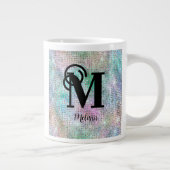 Modern pastel bezaaid Glitter Monogram Extra Grote Beker (Rechts)