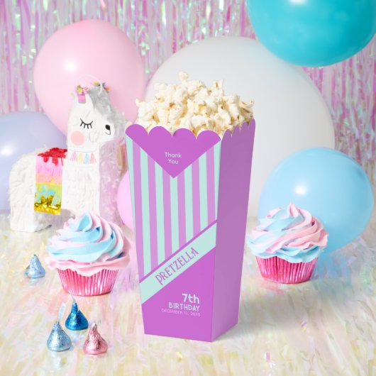 Modern Pastel Blauwgroen Roze Strepen Popcorn Favo Bedankdoosjes (Feest)