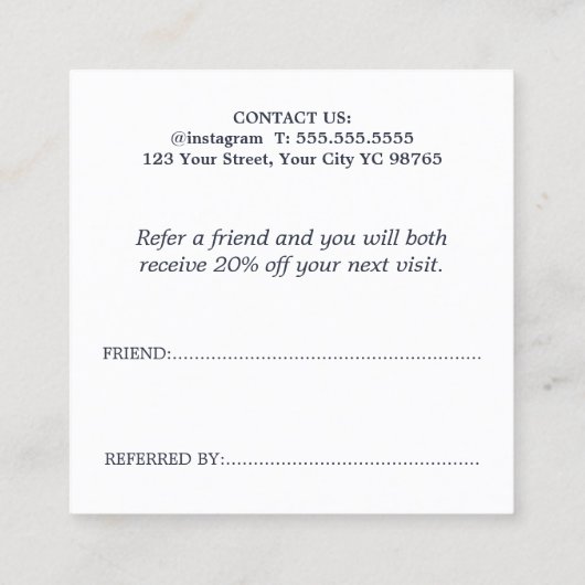 Modern Pastel Blue Bold Salon Referral Kaart (Achterkant)