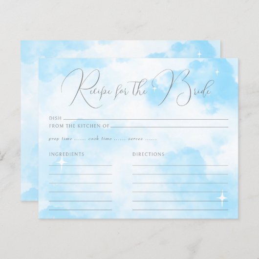 Modern Pastel Blue Cloud Nine Recept voor de bruid (Voorkant / Achterkant)