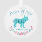 Modern Pastel Blue French Bulldog | Personalized  Ornament (achterkant)