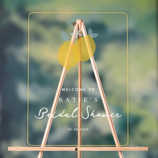 Modern Pastel Citrus Citroen Bruiloft Ontvangstbor Acryl Bord (Neutraal)