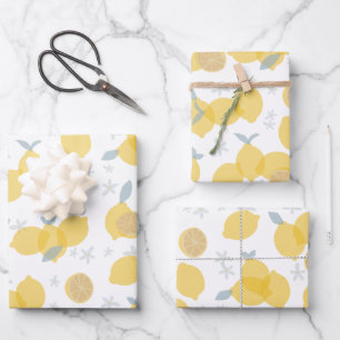 Modern pastel citrus citruscitroenen patroon inpakpapier vel