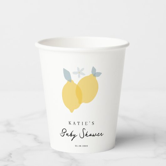 Modern Pastel Citrus Lemons Baby shower Papieren Bekers (Voorkant)