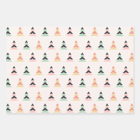 Modern pastel geometrisch kerstboompatroon inpakpapier vel (Voorkant 3)
