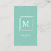 Modern Pastel Green Monogram Visitekaartje (Voorkant)