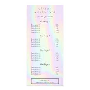 Modern pastel holografisch glazuur salon service m reclamekaart