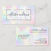 Modern Pastel Holographic Rainbow Signature Script Visitekaartje (Voorkant / Achterkant)