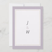 Modern pastel lavendel minimalistisch thema Huweli Kaart (Achterkant)