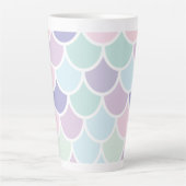 Modern pastel met roodbruine mermaïd patroon met n latte mok (Voorkant)