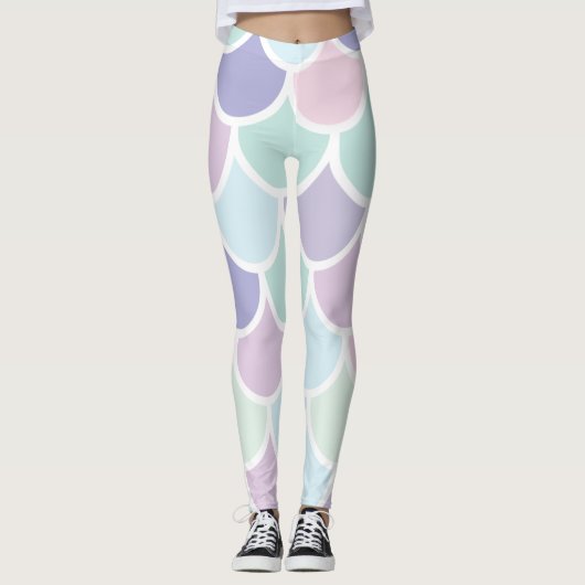Modern pastel met roodbruine mermaïd patroon met n leggings (Voorkant)