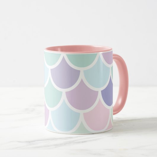 Modern pastel met roodbruine mermaïd patroon met n mok (Voorkant rechts)