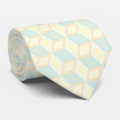 Modern Pastel Mint Green Peach Geometric 3D Cube Stropdas (Opgerold)