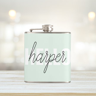 Modern Pastel Mint Hallo en u noemt Heupfles