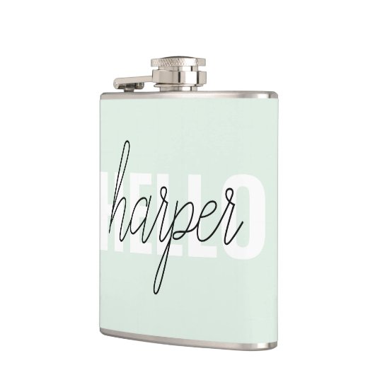 Modern Pastel Mint Hallo en u noemt Heupfles (Links)