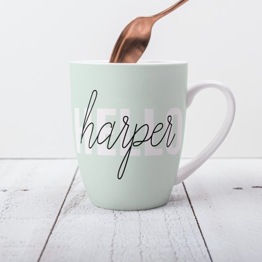 Modern Pastel Mint Hallo en u noemt Latte Mok