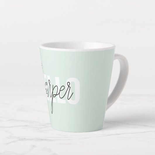 Modern Pastel Mint Hallo en u noemt Latte Mok (Rechterhoek)