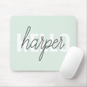 Modern Pastel Mint Hallo en u noemt Muismat (Met muis)