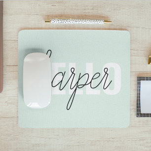 Modern Pastel Mint Hallo en u noemt Muismat