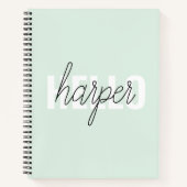 Modern Pastel Mint Hallo en u noemt Notitieboek (Voorkant)