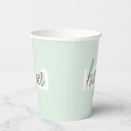 Modern Pastel Mint Hallo en u noemt Papieren Bekers (Rechts)