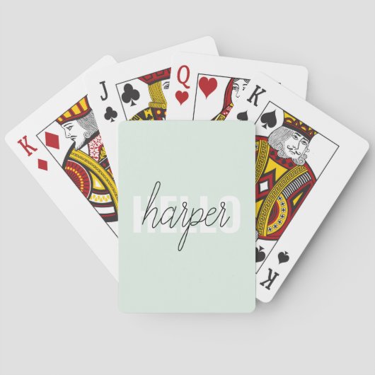 Modern Pastel Mint Hallo en u noemt Pokerkaarten (Achterkant)