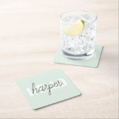 Modern Pastel Mint Hallo en u noemt Vierkante Kartonnen Onderzetter (Insitu)