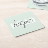 Modern Pastel Mint Hallo en u noemt Vierkante Kartonnen Onderzetter (Schuin)