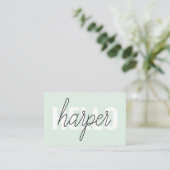 Modern Pastel Mint Hallo en u noemt Visitekaartje (Staand voorkant)