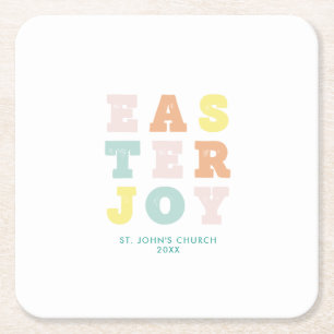 Modern Pastel Pasen Vierkante Kartonnen Onderzetter