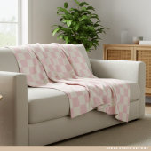 Modern Pastel Pink Checks Pattern Fleece Blanket
