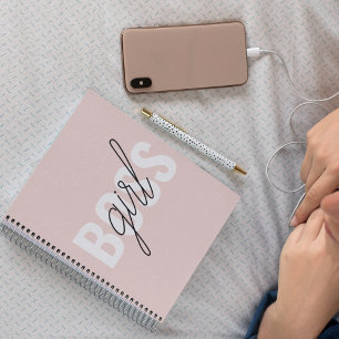 Modern Pastel Pink Girl Boss Phrase Notitieboek