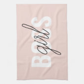 Modern Pastel Pink Girl Boss Phrase Theedoek (Verticaal)