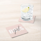 Modern Pastel Pink Girl Boss Phrase Vierkante Kartonnen Onderzetter (Insitu)