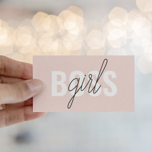Modern Pastel Pink Girl Boss Phrase Visitekaartje