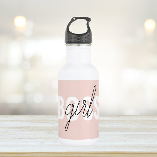 Modern Pastel Pink Girl Boss Phrase Waterfles