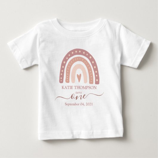 Modern Pastel Pink Rainbow Boho First Birthday (Voorkant)