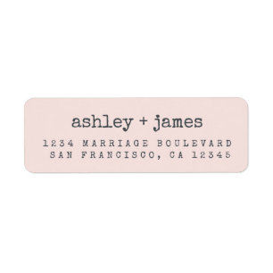 Modern Pastel Pink Wedding Return Address Label