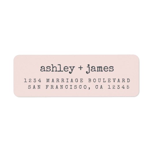 Modern Pastel Pink Wedding Return Address Label (Voorkant)