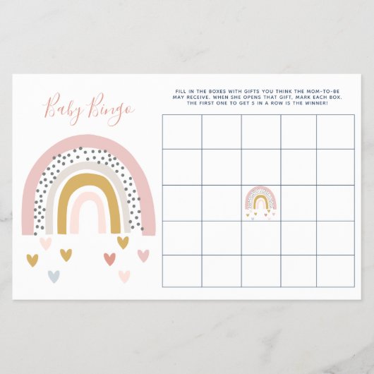 Modern Pastel Rainbow Baby Shower Baby Bingo Flyer (Voorkant)