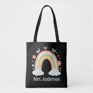 Modern Pastel Rainbow Personalized Teacher Gift Draagtas