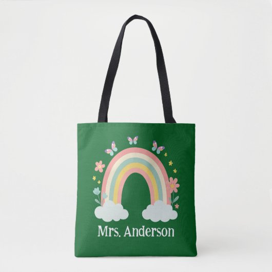 Modern Pastel Rainbow Personalized Teacher Gift Draagtas (Voorkant)