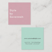 Modern pastel roos en mint chique mode blogger vierkante visitekaartje (Voorkant / Achterkant)