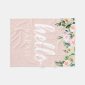 Modern Pastel Roze Bloemen Hallo en u noemt Fleece Deken (Voorkant (Horizontaal))
